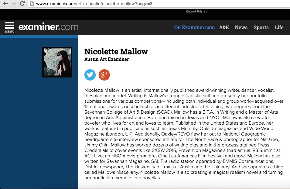 nicolette mallow, examiner.com